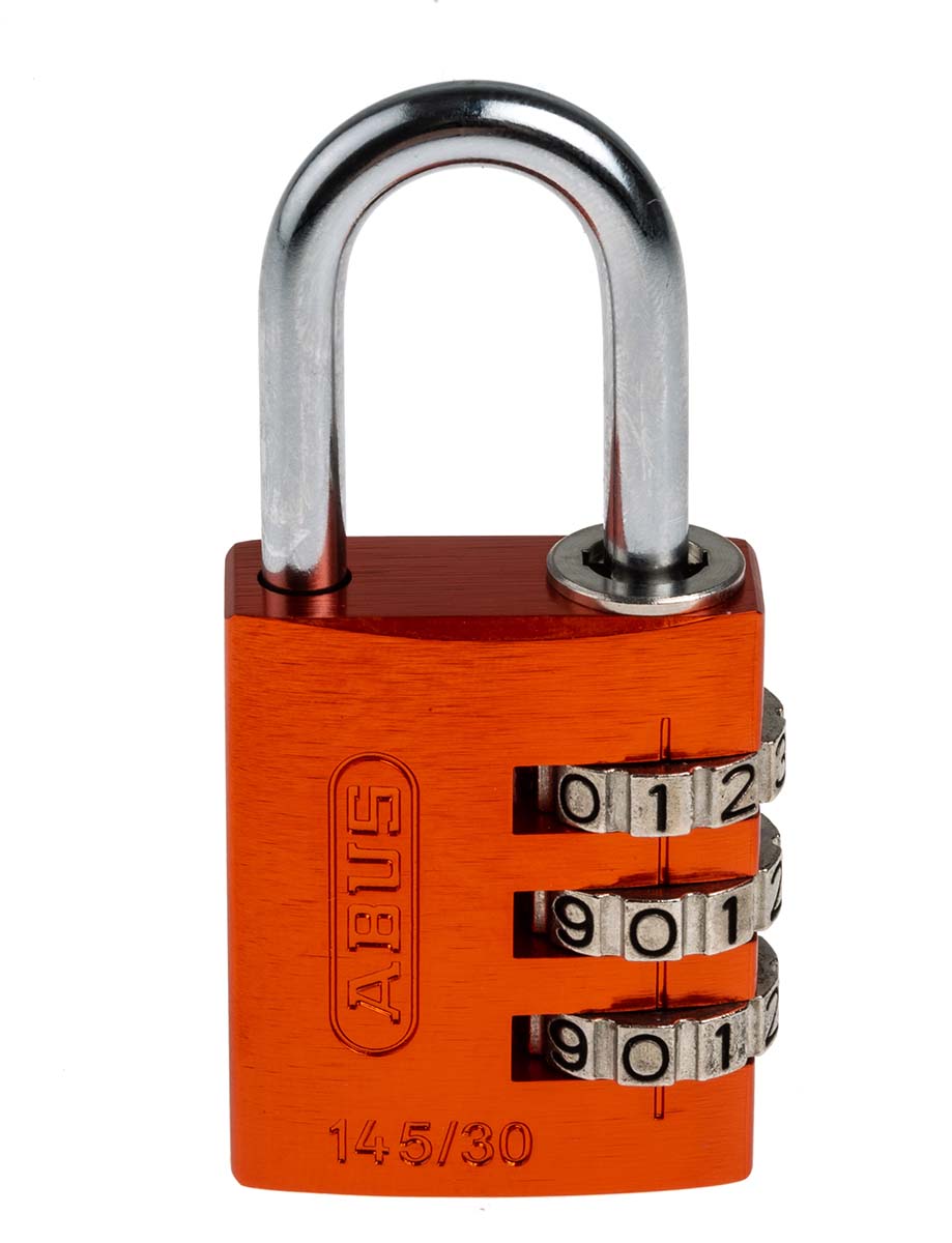 145/30 Combination Weatherproof Aluminium, Steel Safety Padlock, 5mm Shackle, 30mm Body